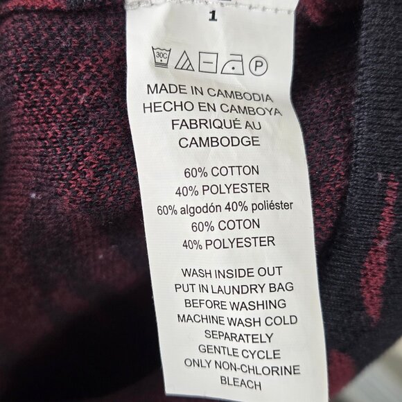 MICHAEL Michael Kors Size Large Maroon Black Zebra Stripe Mockneck Sweater - Picture 10 of 12